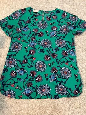 Van Heusen Green Floral Short-Sleeve Blouse